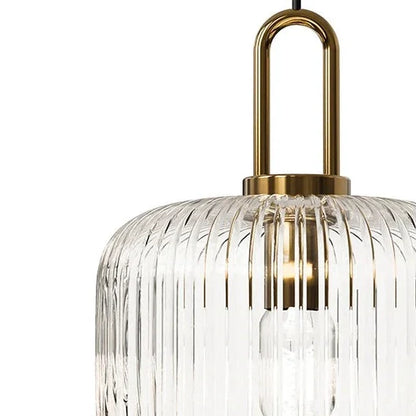 Suspension art déco en verre cannelé design cylindrique