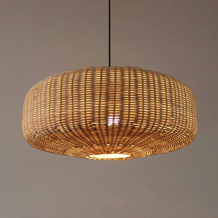 Suspension rotin tressé ovale moderne