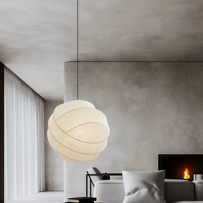 Suspension sphérique en tissu soie design vintage