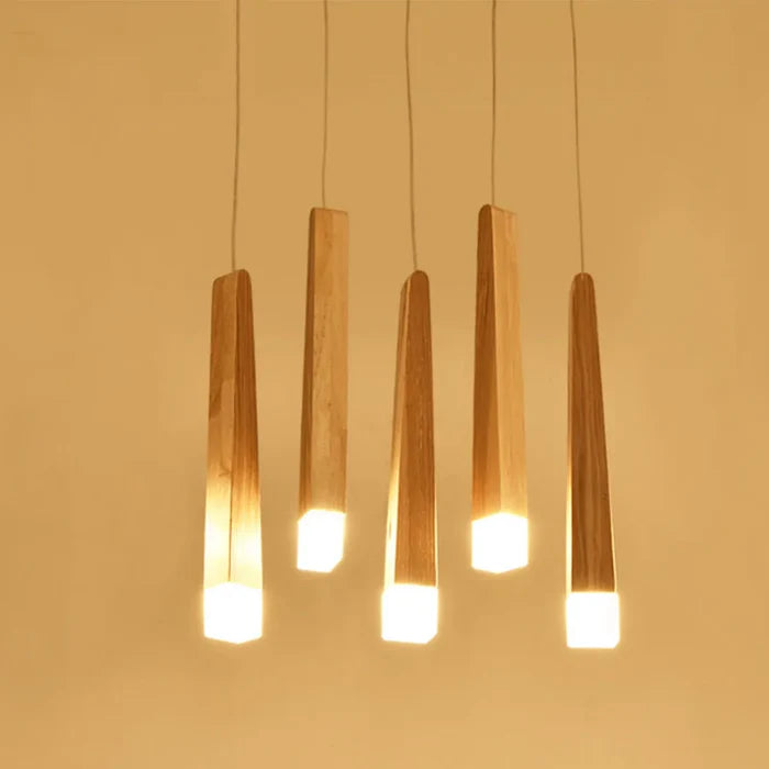 Suspension bois torches multiples design scandinave