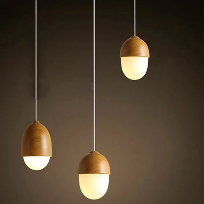 Suspension bois globe allongé design scandinave