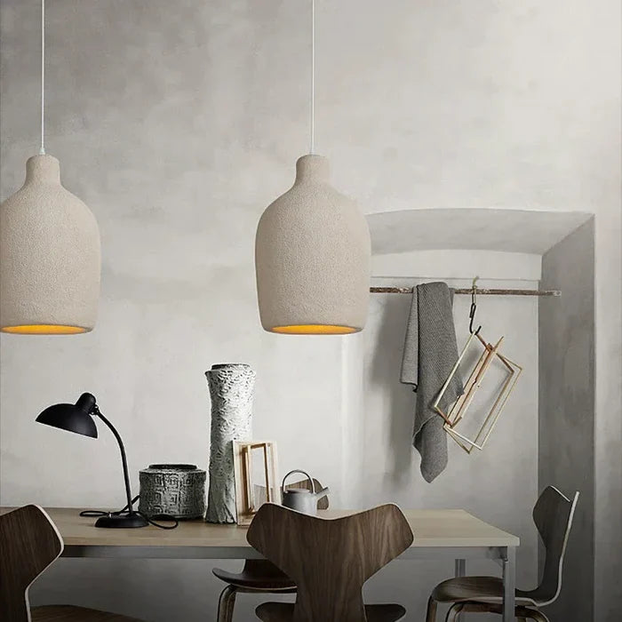 Suspension cloche effet terre cuite beige bohème