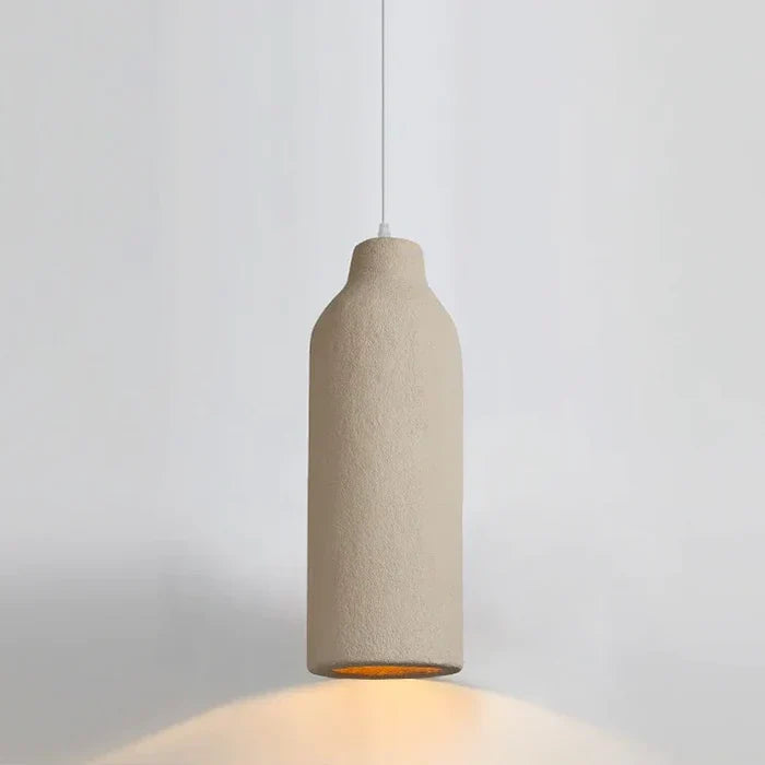 Suspension allongée effet terre cuite beige bohème