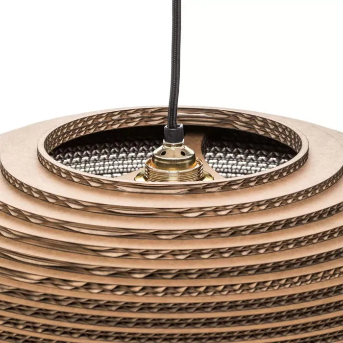 Suspension en papier carton alvéolé globe aplati design scandinave