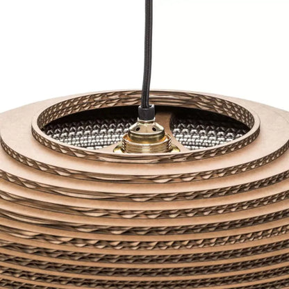 Suspension en papier carton alvéolé globe aplati design scandinave