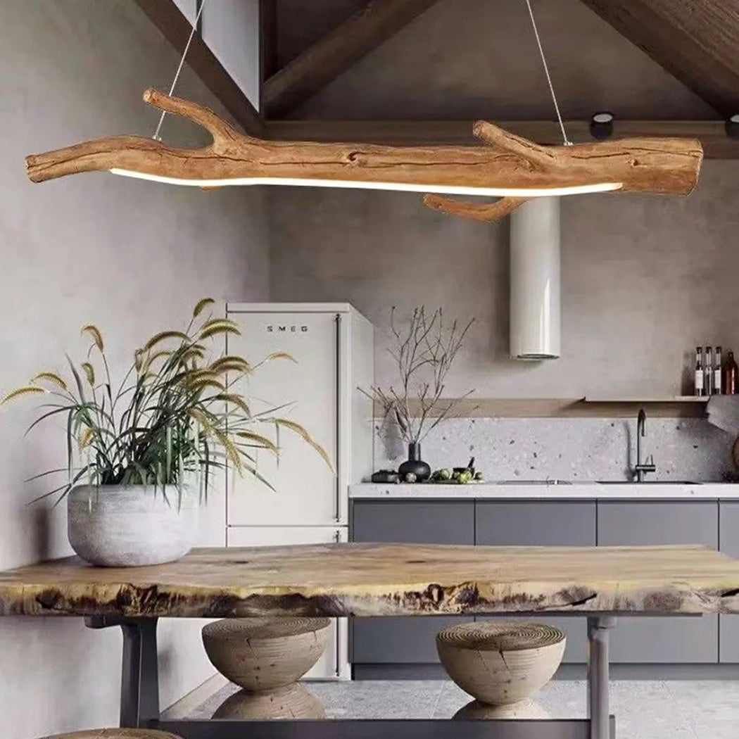 Suspension bois branche design bohème