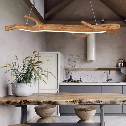 Suspension bois branche design bohème