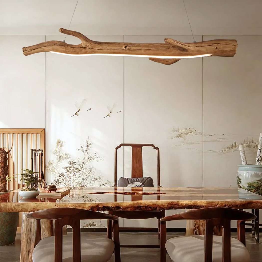 Suspension bois branche design bohème