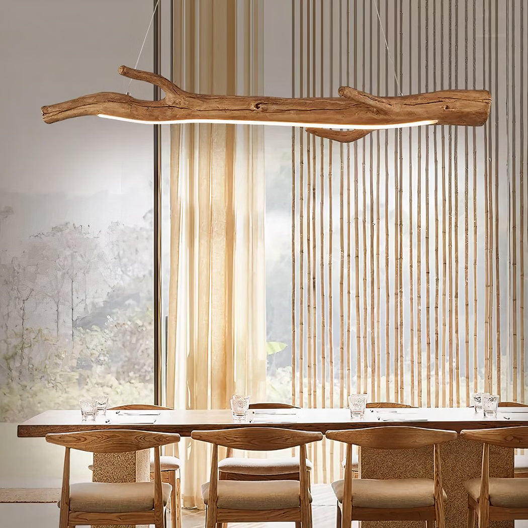 Suspension bois branche design bohème