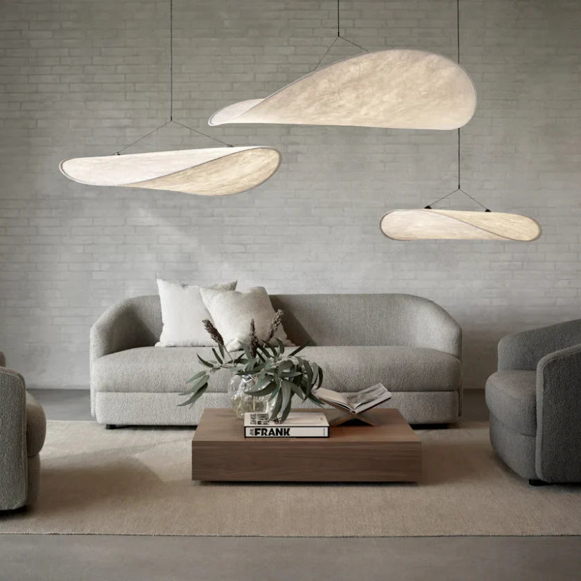 Suspension moderne vague en tissu blanc