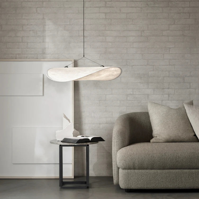 Suspension moderne vague en tissu blanc