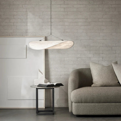 Suspension moderne vague en tissu blanc