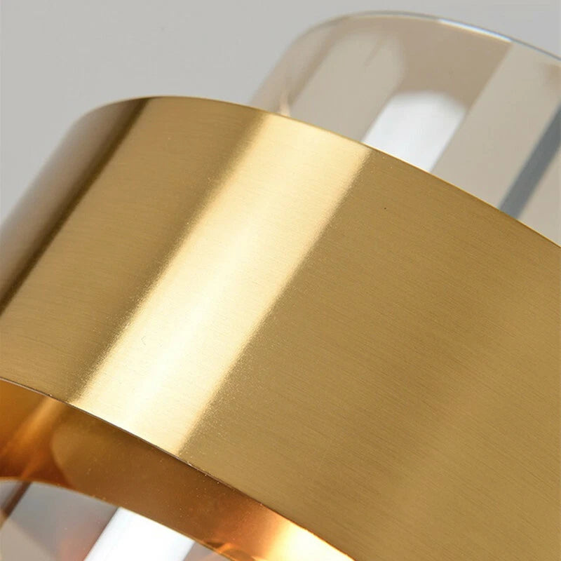 Suspension cylindres verre fumé et laiton design art déco