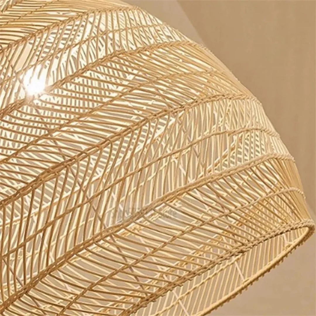 Suspension rotin cloche arrondie