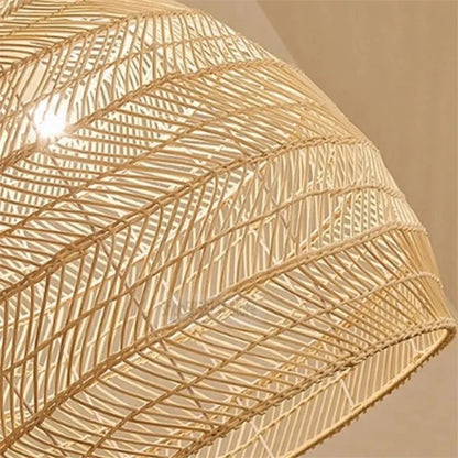 Suspension rotin cloche arrondie