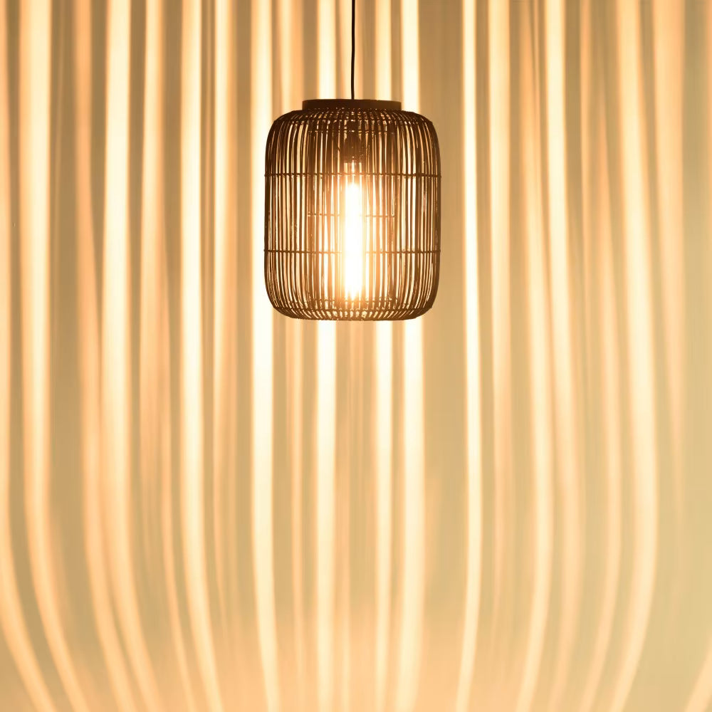 Suspension rotin cylindrique bohème