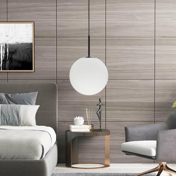 Suspension moderne boule lumineuse tige en laiton