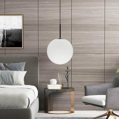 Suspension moderne boule lumineuse tige en laiton